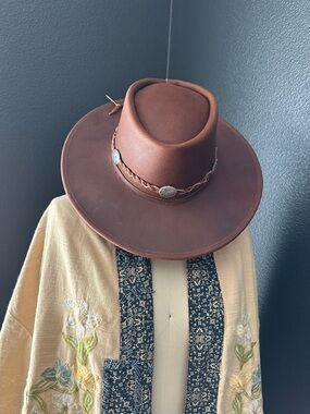 Brown Leather Western Hat with Braided Band